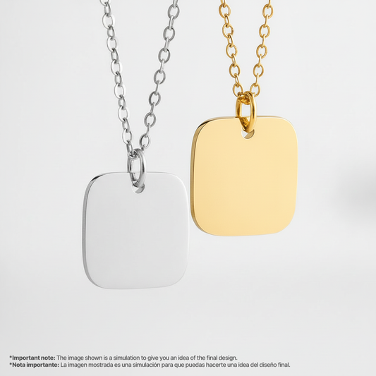 Engraved Square Charm Necklace