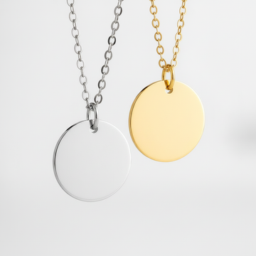 Engraved Round Charm Necklace