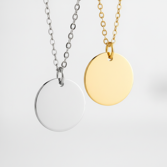 Engraved Round Charm Necklace