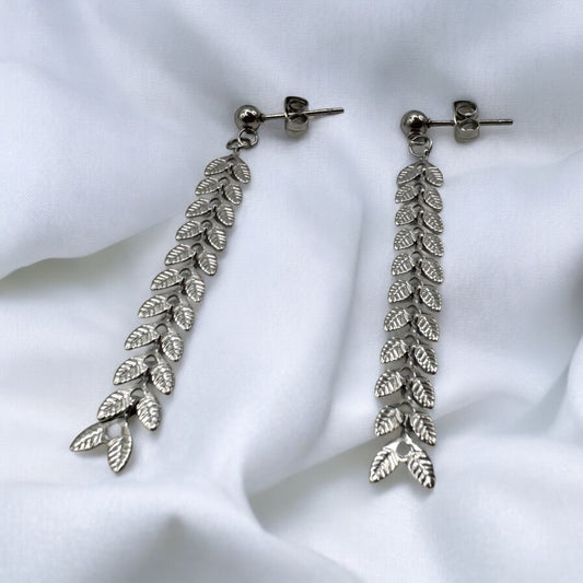 Earrings Greek Leaves - Silver